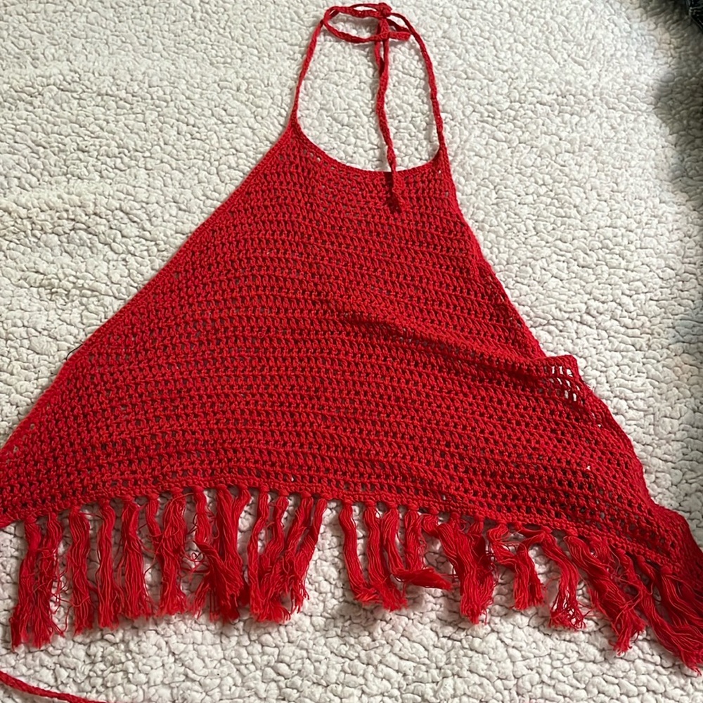 Red crochet top